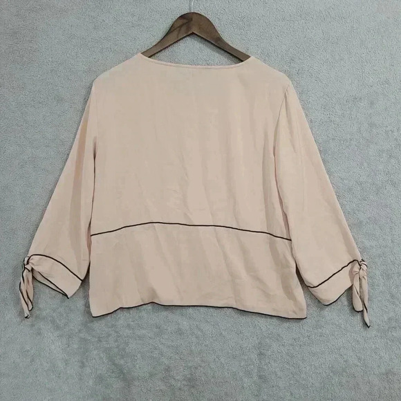 Zara Cream Blouse with Black Trim - Picture 2 of 7